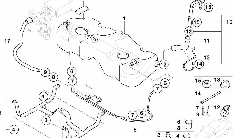 Tubo de combustible OEM 16111068193 para MINI R50, R53 (años 2000 en adelante). Recambio original MINI.