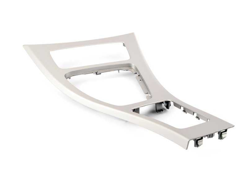 Embellecedor consola central delantera satinado OEM 51169197236 para BMW E90, E91, E92, E93 (316d, 316i, 318d, 318i). Original BMW.