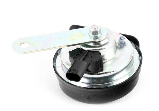 Claxon agudo (510Hz) OEM 61337163977 para BMW E38. Repuesto original BMW.