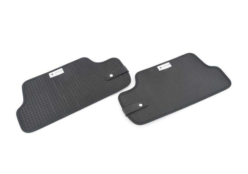Alfombrillas traseras tejido Essential Black OEM 51472411344 para MINI Cabrio F57, F57 LCI, F67. Original MINI.