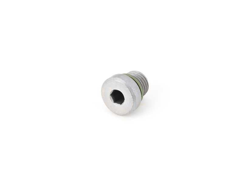 Tornillo de drenaje con arandela OEM 24117552350 para BMW E36, E46, E90, E91, E92, E93, E34, E39, E60, E61, E63, E64, E32, E38, E65, E66, F01, F02, E31, E83, E53, E70, E71, E85. Original BMW.