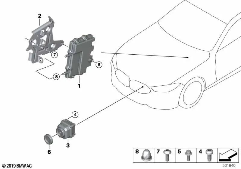 Unidade de controle de câmera de visão noturna para BMW G20, G28, F07, F10, F11, F18, F90, G30, G31, G38, F06, F12, F13, G32, F01N, F02N, G11, G12, F91, F92, F93, G14, G15, G16, F15, F85, F95, G05, F16, F86, F96, G06, G07 (OEM 66547928585). BM original