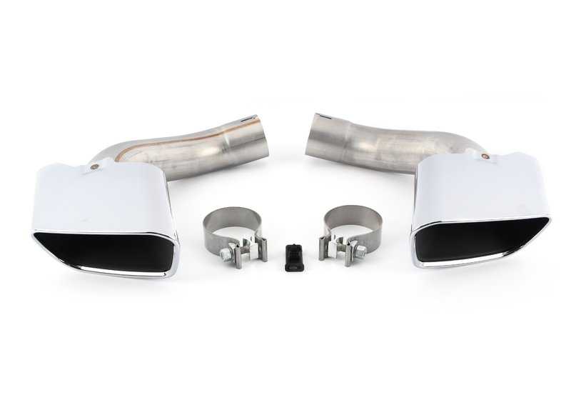 Embellecedor de escape cromado M Performance OEM 18302349679 para BMW X5 (F15) y BMW X6 (F16). Mejora la apariencia con estilo de 8 cilindros. Original BMW.