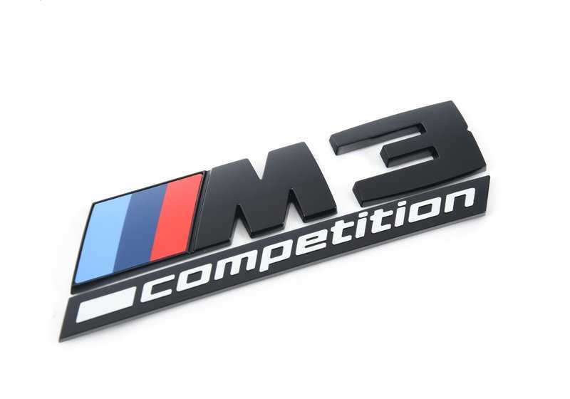 Emblema trasero negro brillo M3 Competition OEM 51148084161 para BMW G80 M3, G81 M3 Touring. Original BMW.