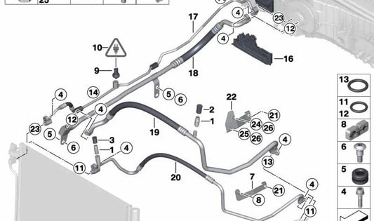 Abrazadera de 19mm OEM 07149223182 para BMW E36, E46, E39, E60, E90, F10, F30, G20, X1, X3, X5, X6, Z3, Z4, Serie 1, 2, 3, 4, 5, 6, 7. Original BMW.