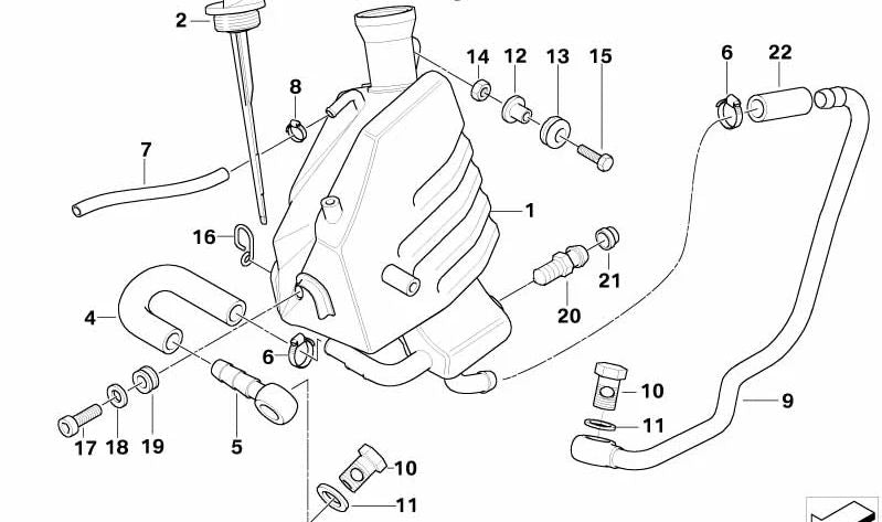 Tubería de aceite de admisión OEM 11437696716 para BMW Motorrad G 650 X (K15). Original BMW Motorrad.