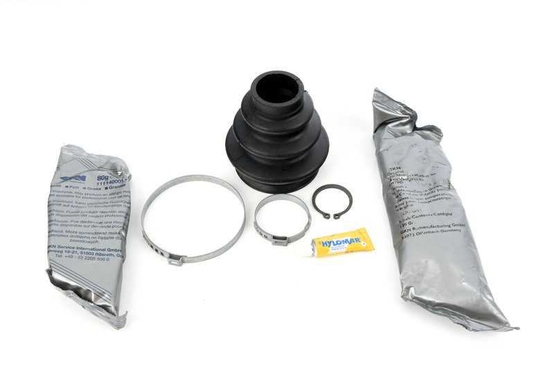 Kit reparación fuelle exterior transmisión OEM 33217572448 para BMW E60, E61, E63, E64, E65, E66. Compatible con versiones xDrive y propulsión trasera. Original BMW.