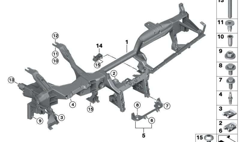 Soporte del salpicadero OEM 51456840355 para BMW i12 e i15 (todos los modelos compatibles). Pieza original BMW.