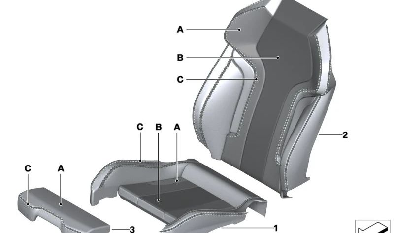 Apoie o assento de couro esquerdo para BMW G80, G81, G82, G83 (OEM 52107993777). BMW original