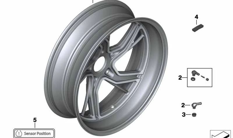 Llanta fundida negra trasera OEM 36318404321 para motos BMW R 1250 RT, R 1250 R, R 1250 RS. Original BMW Motorrad.