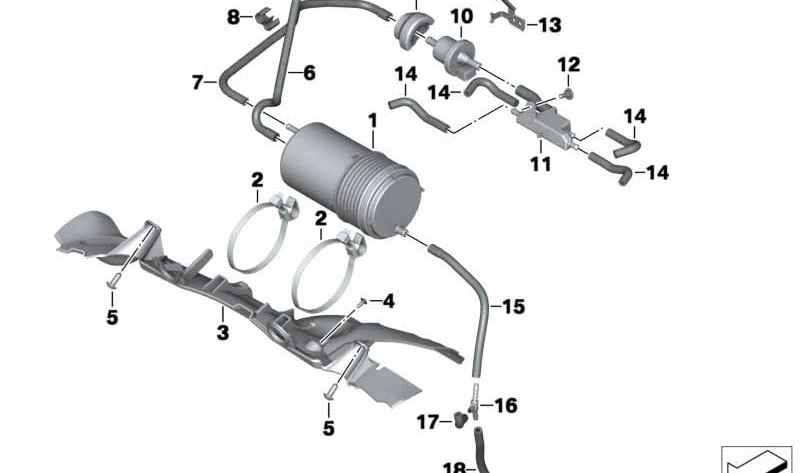 Tubo valvola filtro a carboni attivi OEM 16137708956 per BMW Motorrad S 1000 R, S 1000 RR, HP4. BMW Motorrad originale.