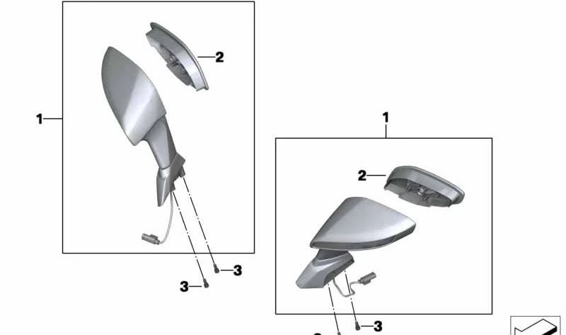 Retrovisor derecho OEM 51168396596 para motos BMW C 650 GT (K19). Original BMW Motorrad.