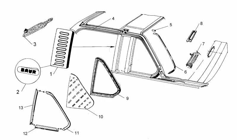 Moldura lateral izquierda OEM 51360006056 para BMW E21. Original BMW.