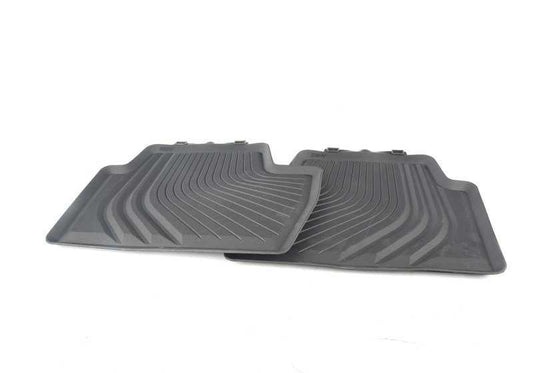 Alfombrillas de goma traseras para todo clima OEM 51475A1F0D2 para BMW G42, G87, G23, G23N, G83, G83N. Protección contra agua y suciedad. Original BMW.