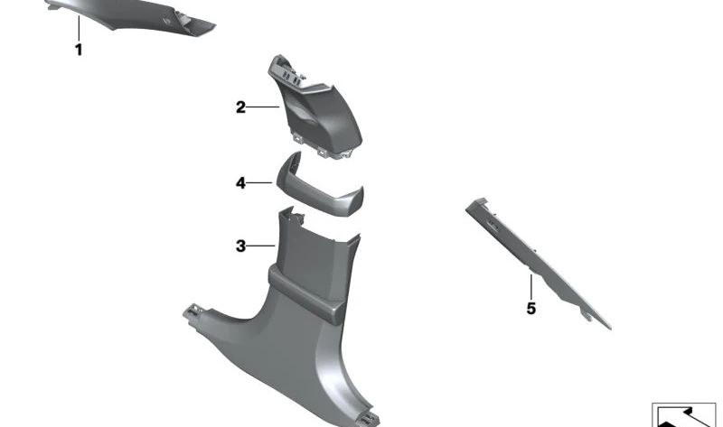 Moldura Pilar B Alcántara Superior Izquierda OEM 51437998505 para BMW F93, G16. Original BMW.