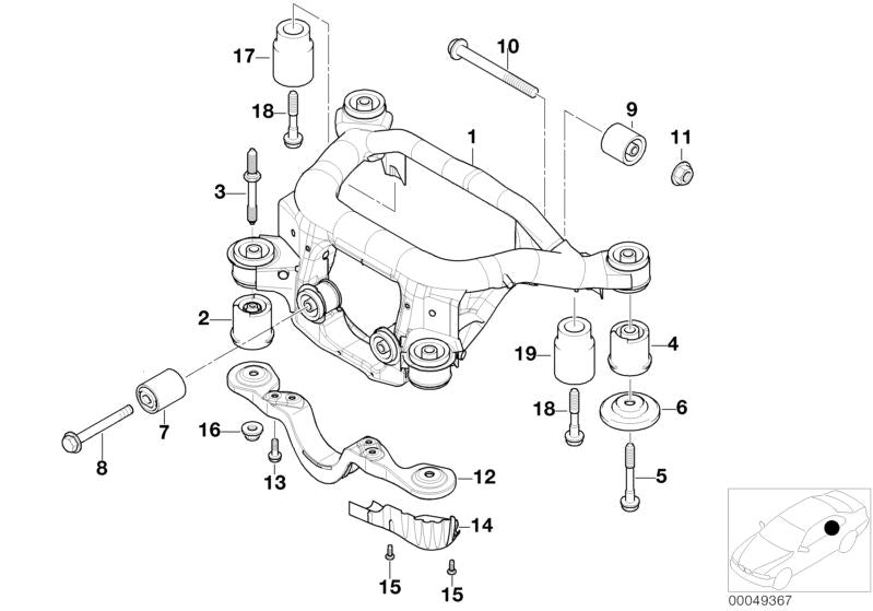 Barra estabilizadora trasera OEM 33321094421 para BMW E46. Compatible con modelos Serie 3 E46. Original BMW.