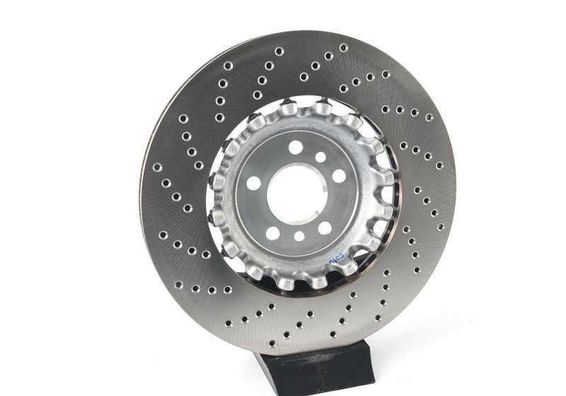 Disco de freno ventilado y perforado derecho OEM 34217991104 para BMW F90, F91, F92, F93. Compatible con M5 y M8 Competition. Pieza original BMW.