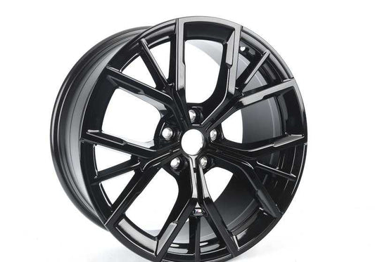 Alloy Tire M Double Radio 845 19 "OEM preto de jato 36118747406 para BMW G30N, G31N, G38N. Adequado para o eixo traseiro. Inclui tampa central e parafusos. BMW original.