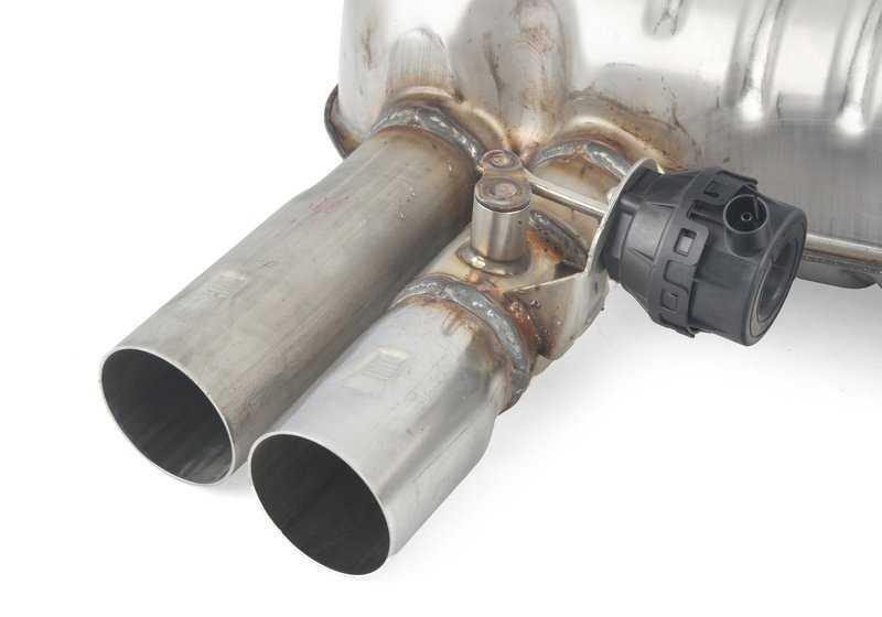 Silencioso trasero con válvula de escape OEM 18307566934 para BMW E90, E91. Original BMW.