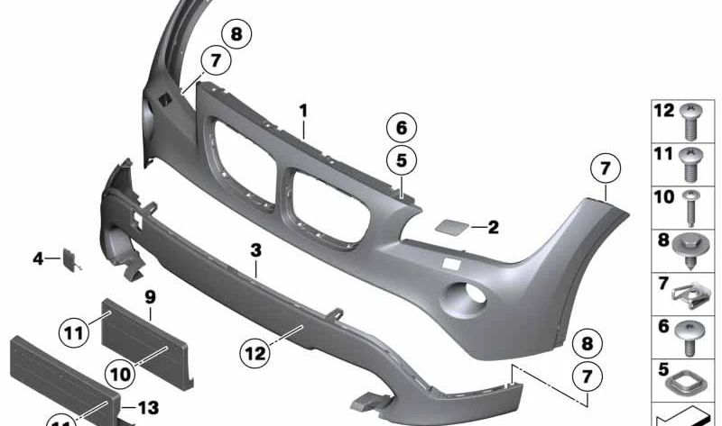 Soporte de matrícula OEM 51117303798 para BMW E84. Original BMW.
