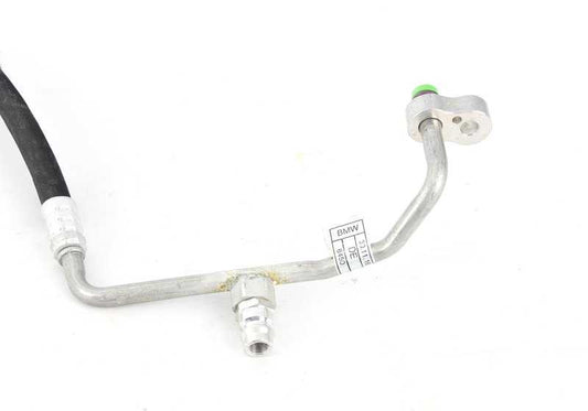 Tubo de alta presión A/A OEM 64509181857 para BMW E60, E61. Conecta condensador y evaporador. Repuesto original BMW.