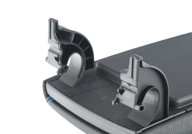 Reposabrazos central de cuero OEM 51168065464 para BMW F87 M2, M2 Competition (2015–2021). Acabado en negro/azul. Original BMW.