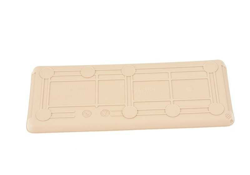 Tampa frontal OEM 51168242844 para BMW 3 E46 Series. Cor bege clara. Ele é instalado no console central como parte do compartimento de slides. BMW original.