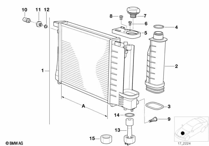 Commutateur de niveau de radiateur pour la série BMW 3 E30, E36, 5 Série E34 (OEM 61311384739). BMW d'origine