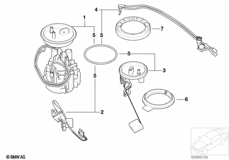 Suction jet pump with pipes for BMW E65, E66 (OEM 16116759836). Original BMW