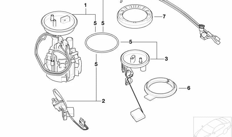 Sensor de nivel izquierdo para BMW E65, E66 (OEM 16117183794). Original BMW.