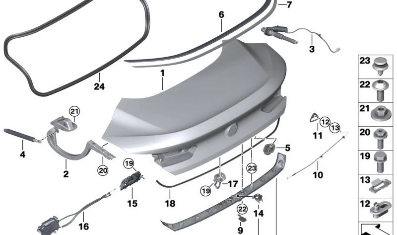 Cinta adhesiva para alerón trasero OEM 51628084573 para BMW F91 y F92 M8 Competition. Original BMW.
