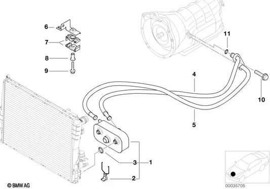 Tubería de refrigeración de aceite de admisión OEM 17227785131 para BMW Serie 3 E46 330Cd, 330d... y más. Original BMW.