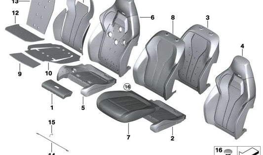 Cushion Comfort Seat with air conditioning right side OEM 52108067053 for BMW F85, F86. Original BMW spare.