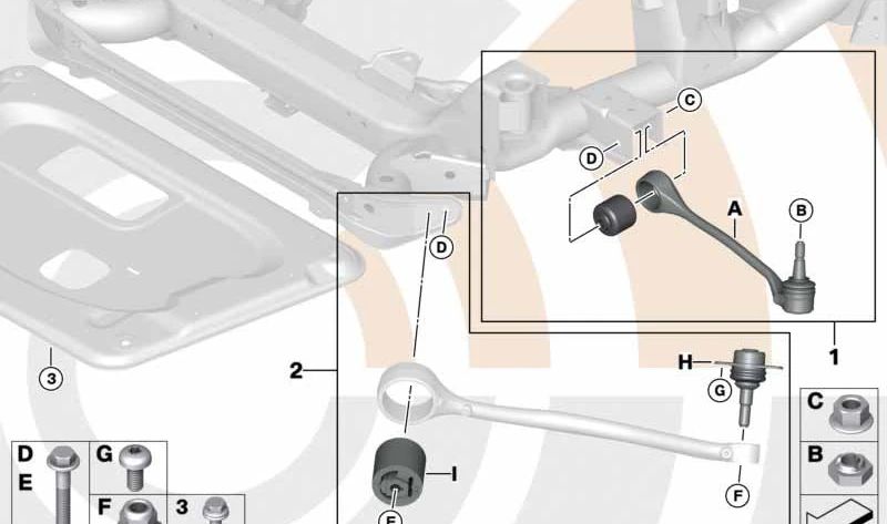 Kit di riparazione del braccio di sospensione sinistra OEM 31122229521 per BMW X3 E83 (tutti i modelli: 1.8d, 2.0D con motori M47S e N47). BMW originale.