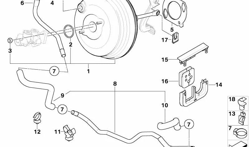 Manguera codo freno OEM 34336751607 para BMW E53 (X5). Original BMW