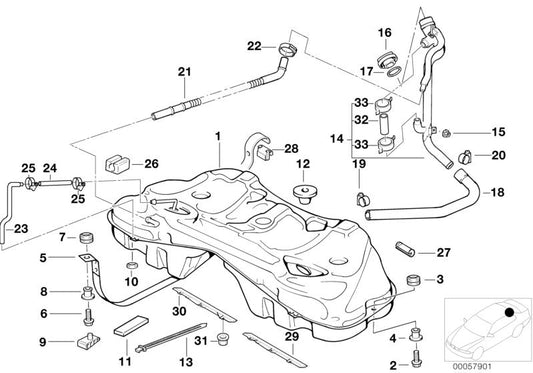 Tope de goma OEM 16111182944 para BMW E38 {725tds, 728i} con motores M51 y M52. Compatible con cambios manual y automático. Original BMW.