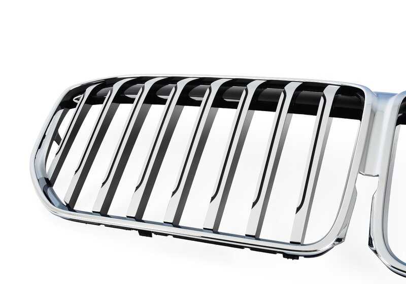 Parrilla decorativa frontal OEM 51137475318 para BMW Serie 7 G11, G12 (modelos 730d, 730i, 730d xDrive). Original BMW.