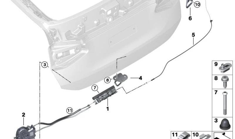 Cierre maletero OEM 51247454160 para BMW G32 (620d, 620d xDrive, 630d). Original BMW.