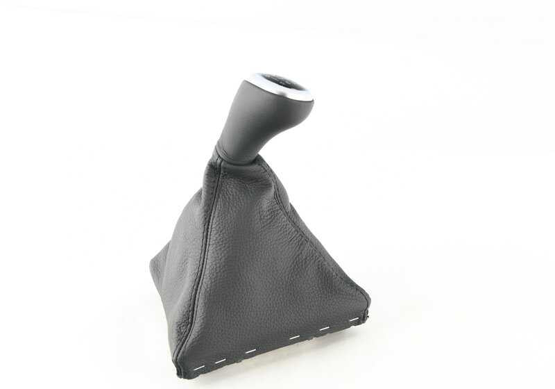 Pomo cambio 6 marchas en piel con embellecedor cromado OEM 25117592906 para BMW F10, F11. Original BMW.