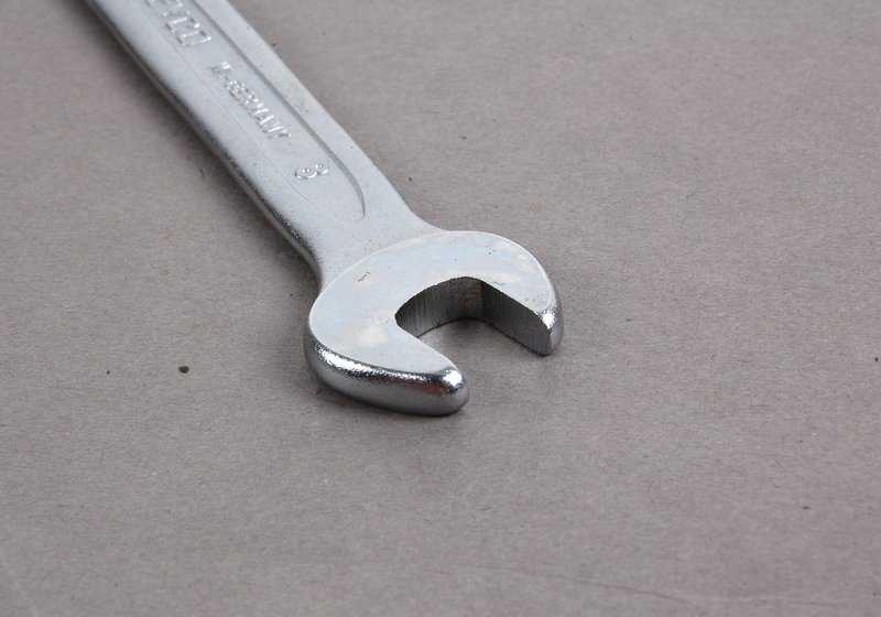 Llave fija doble 8x10 OEM 71111179626 para BMW E34, E32, E38, E31, E52. Herramienta original BMW incluida en el kit de herramientas de serie.