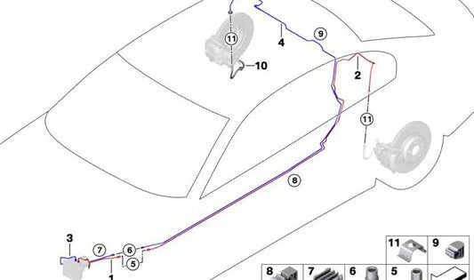 Conector de tubo de freio OEM 34326894625 para BMW G12. BMW original.
