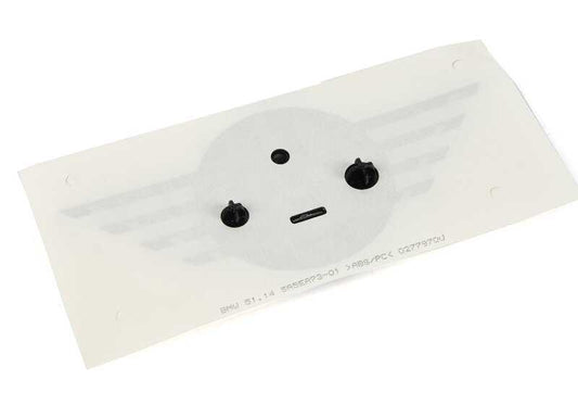 Schwarzes Front -Emblem OEM 51145A5A73 für Mini F60 (Cooper, Cooper D, Cooper S, All4), Herstellung zwischen 2020 und 2024. Original Mini.