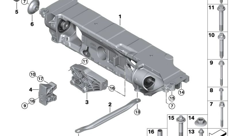 Tornillo roscado M12 OEM 07129907856 para BMW Serie 2 U06 (225e, 230e xDrive) y BMW X1 U11 (25e, 30e, iX1 xDrive30). Original BMW.