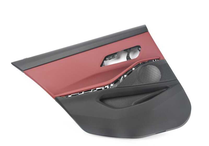 Panel interior puerta trasera izquierda OEM 51425A0F295 para BMW Serie 3 G20, G20N, G21, G21N. Revestimiento original BMW para puerta trasera lado conductor.