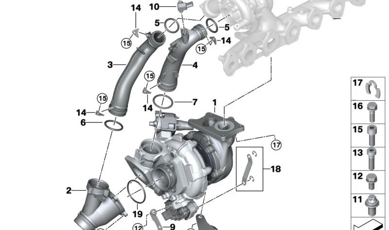 OEM -Verbindungsrohr 11658596272 für BMW 3 G20 330D -Serie {50c, 51C, 52C, 58C, 5x00, 5x01, 5x02, 5x08, Xdrive 50F, Xdrive 51F}. Original BMW.
