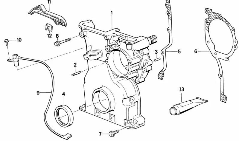 Cubierta inferior del cárter de cadena para BMW E36, E34 (OEM 11141720637). Original BMW