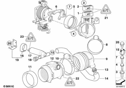 Tube de papillon secondaire ASC OEM 13541740505 pour BMW E39, E38. Véritable BMW.