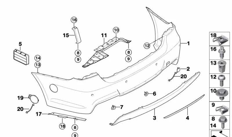 Cubierta inferior central OEM 51127906504 para BMW E90, E91. Original BMW.