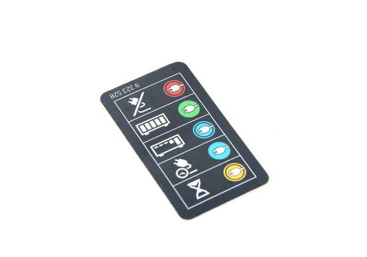 Placa indicativa toma de carga OEM 71219323528 para BMW F45, U06, F30, G20, G21, G28, G26, G30, G31, G60, G61, G68, G99, G11, G12, G70, F48, U11, U12, F39, U10, G01, G08, F15, G05, G09, i3 I01, I12, I15, I20. Original BMW.