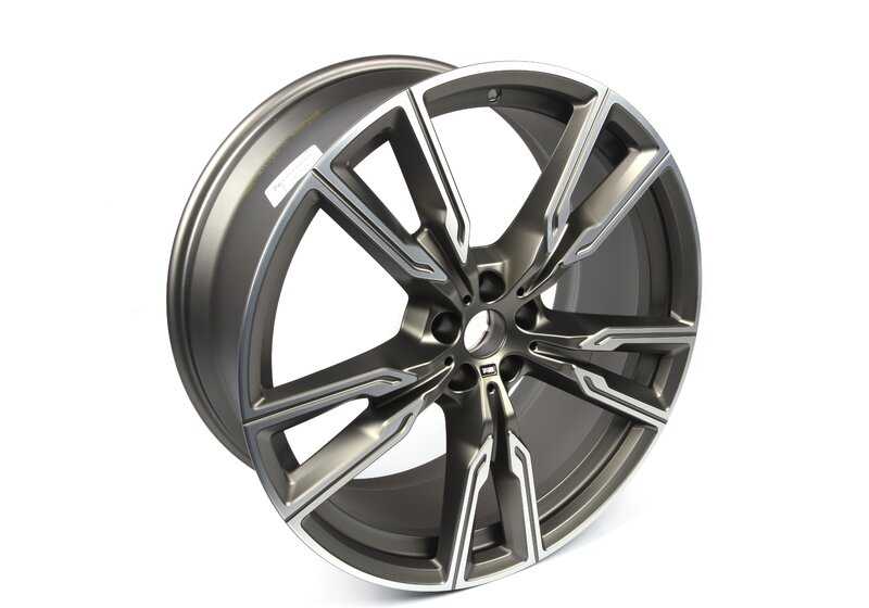 Pneu original BMW M V-Spoke 747 em cinza Cerium Mate 9.5x22 ET37 OEM 36118072002 para BMW X5 (G05, G18) e X6 (G06). BMW original sobressalente.